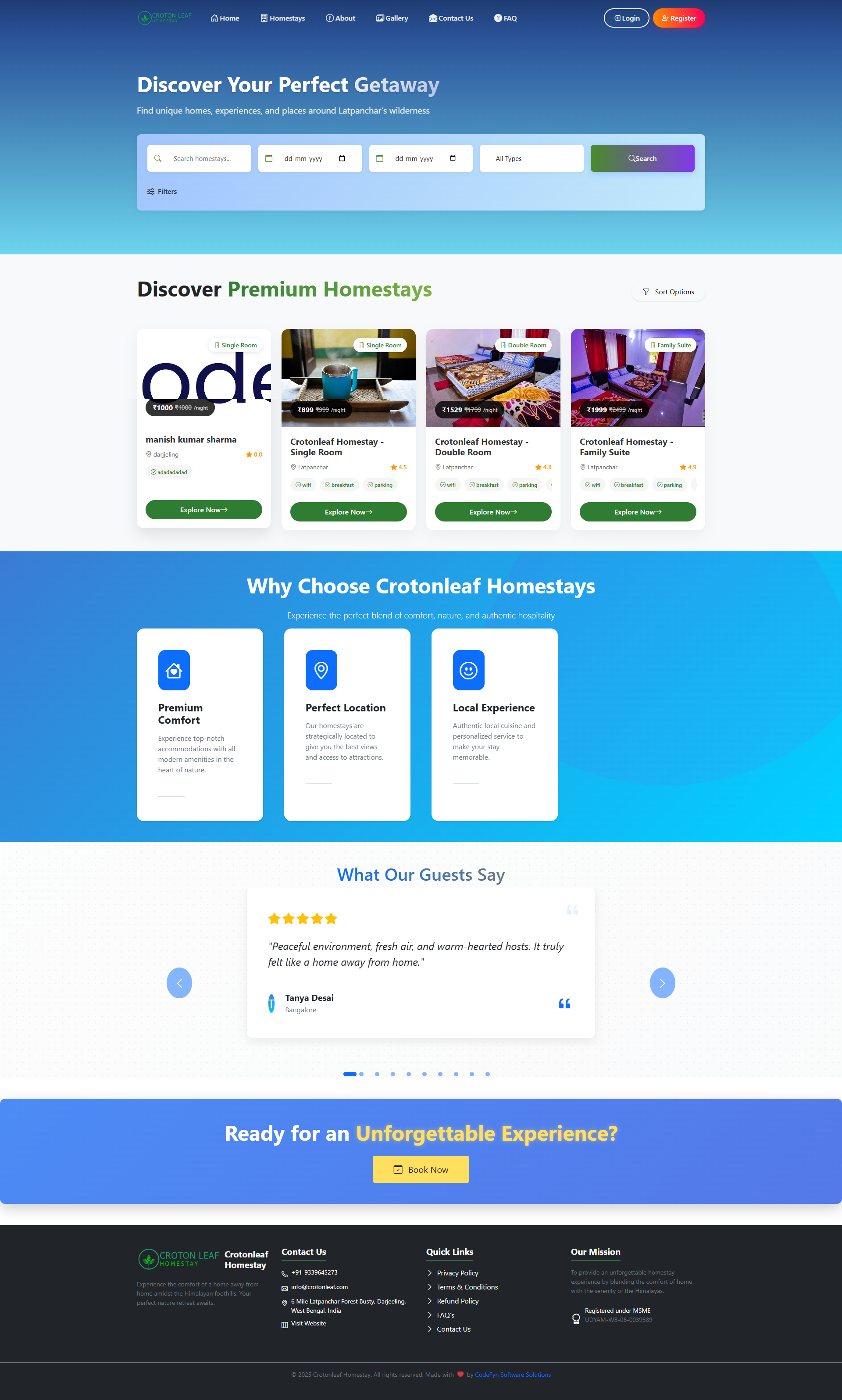 CrotonLeaf Homestay Website